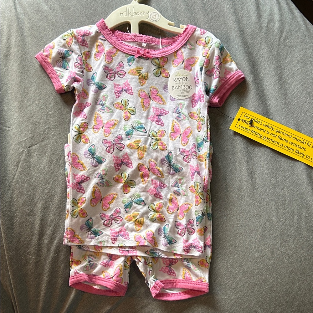 Milkberry Kids Butterfly Pajama Set - Pink and Yellow